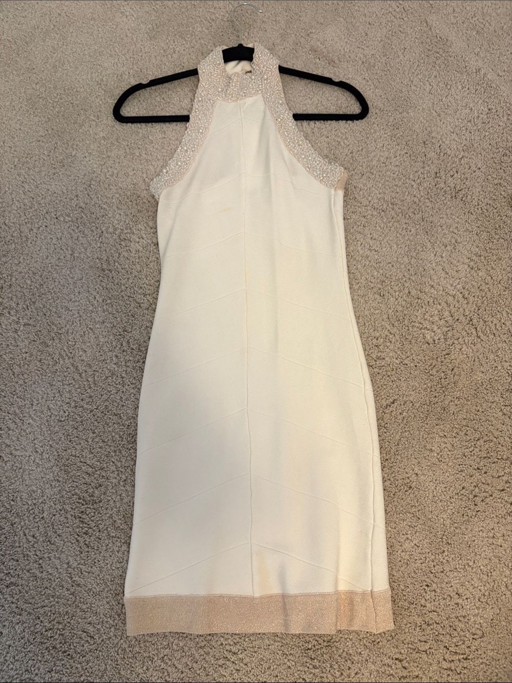 Bandage dress Arden B Cream Midi Dress with Beaded Neckline